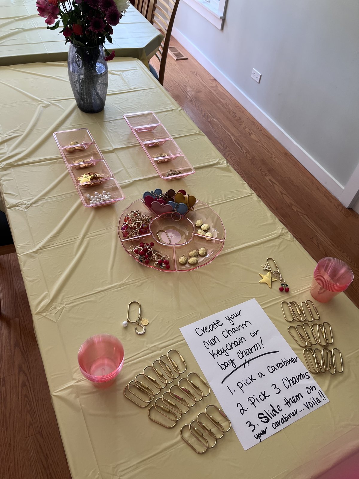 Create your own charm keychain station with carabiners and charm trays